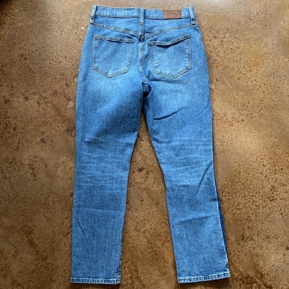 MADEWELL The High Rise Slim Boy Jean medium wash distressed cropped ankle jeans - Picture 7 of 8
